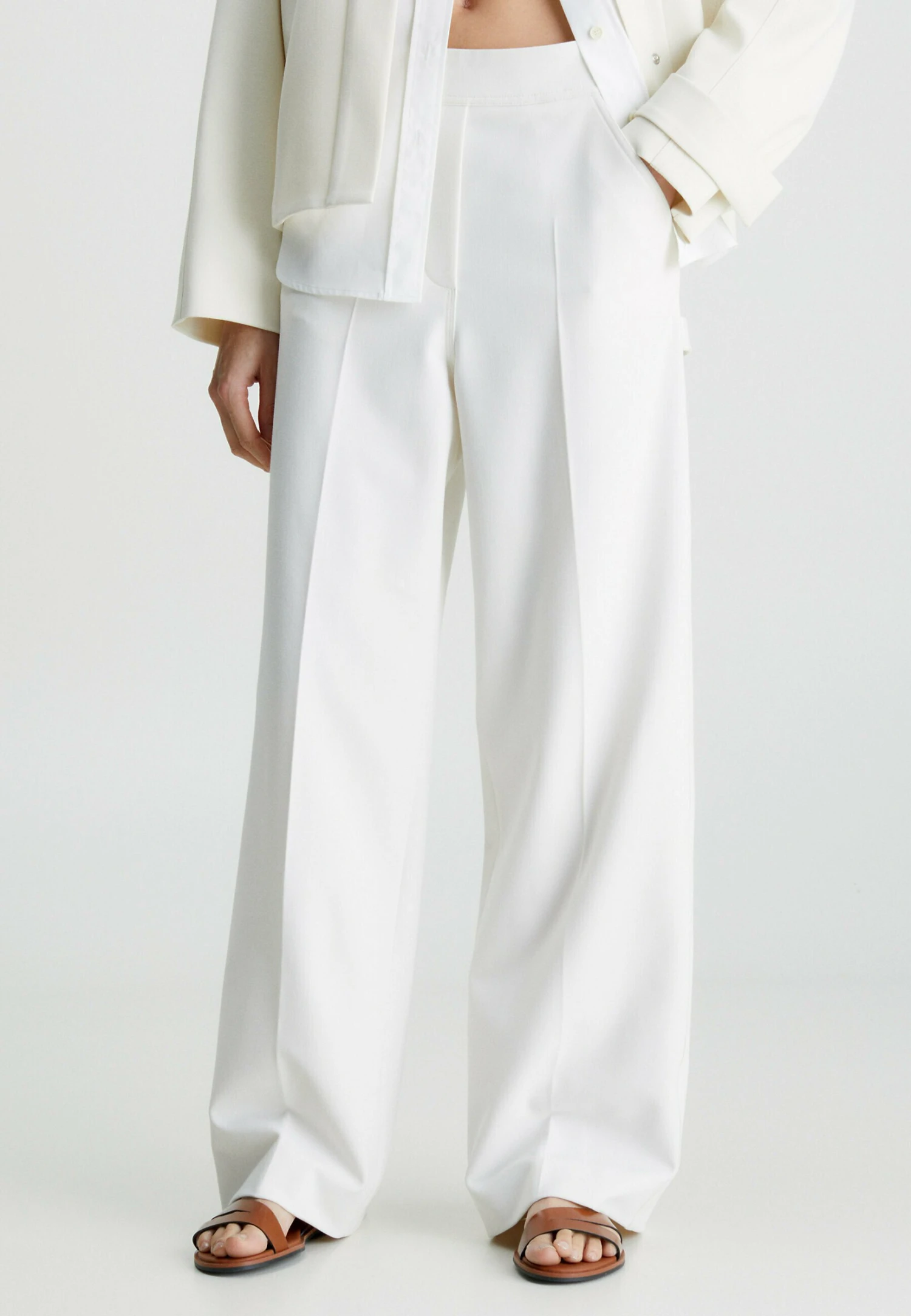 Calvin Klein Relaxed Crepe - Broek - Vanilla Ice