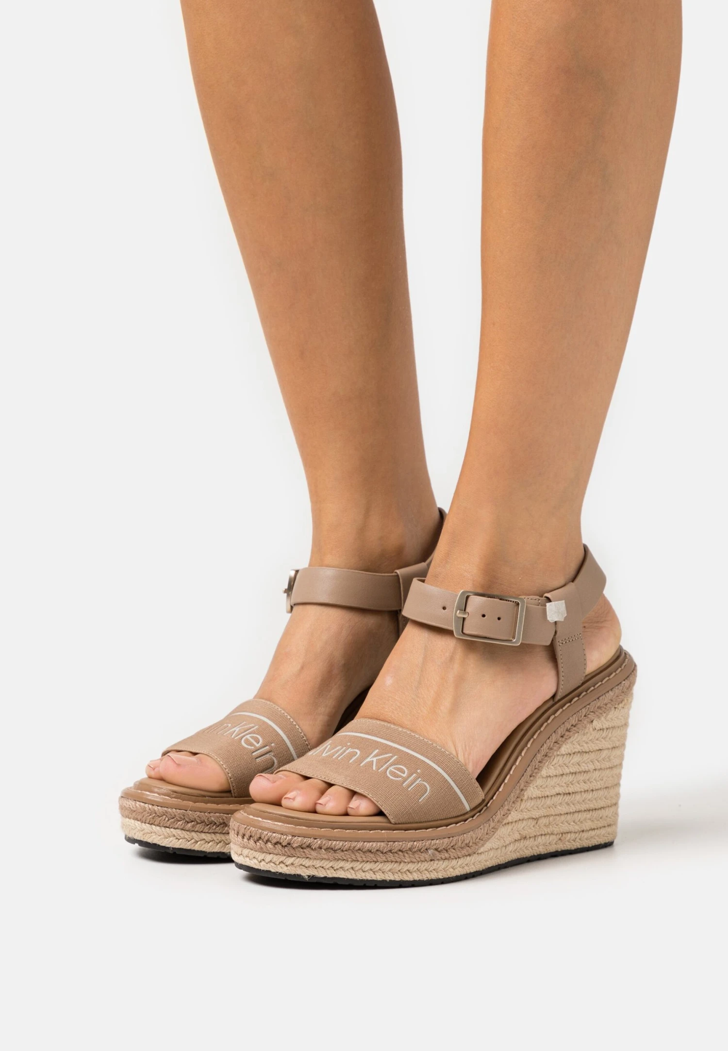 Calvin Klein Wedge- Sandalen Met Plateauzool - Safari