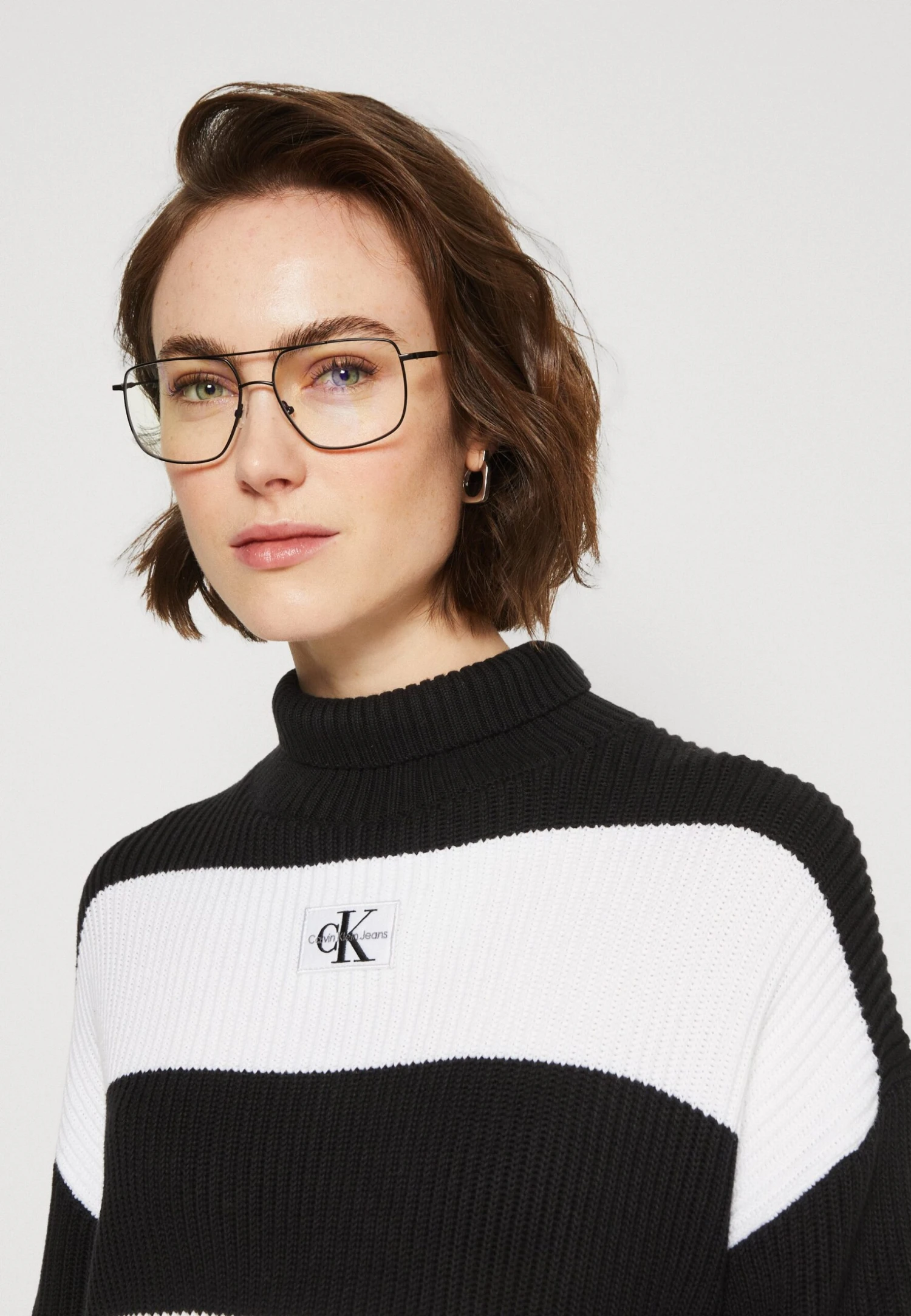 Calvin Klein Jeans Label Chunky Sweater - Trui - Black/Bright White - Afbeelding 4