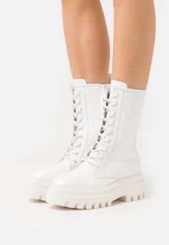 Calvin Klein Jeans FlatformLaceup Boot- Veterlaarzen - White