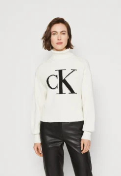 Calvin Klein Jeans Blown Up Loose Sweater - Trui - Ivory