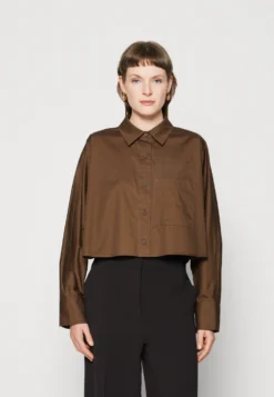Calvin Klein Cropped Dolman Shirt - Overhemdblouse - Brown Kelp