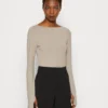 Calvin Klein Smooth Slash Top - Longsleeve - Cinder