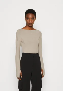 Calvin Klein Smooth Slash Top - Longsleeve - Cinder