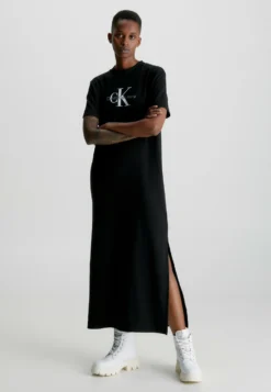 Calvin Klein Jeans Monologo Long - Maxi-Jurk - Ck Black