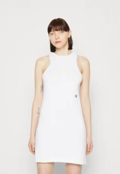 Calvin Klein Jeans Tank Dress - Gebreide Jurk - Bright White