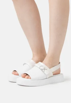 Calvin Klein Dress- Sandalen Met Plateauzool - White/Ecru