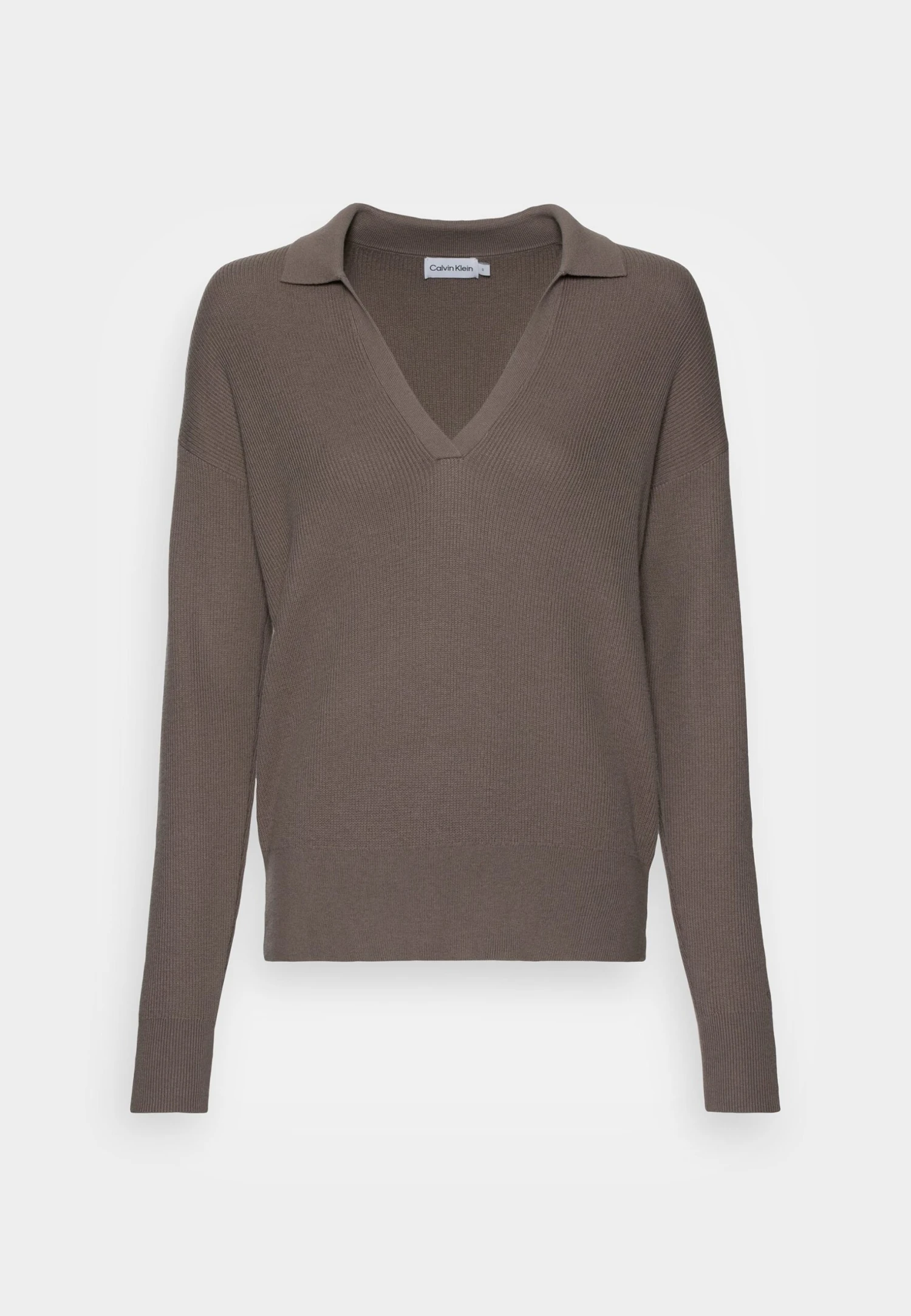 Calvin Klein Open Neck Sweater - Trui - Desert Brown