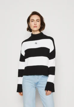 Calvin Klein Jeans Label Chunky Sweater - Trui - Black/Bright White