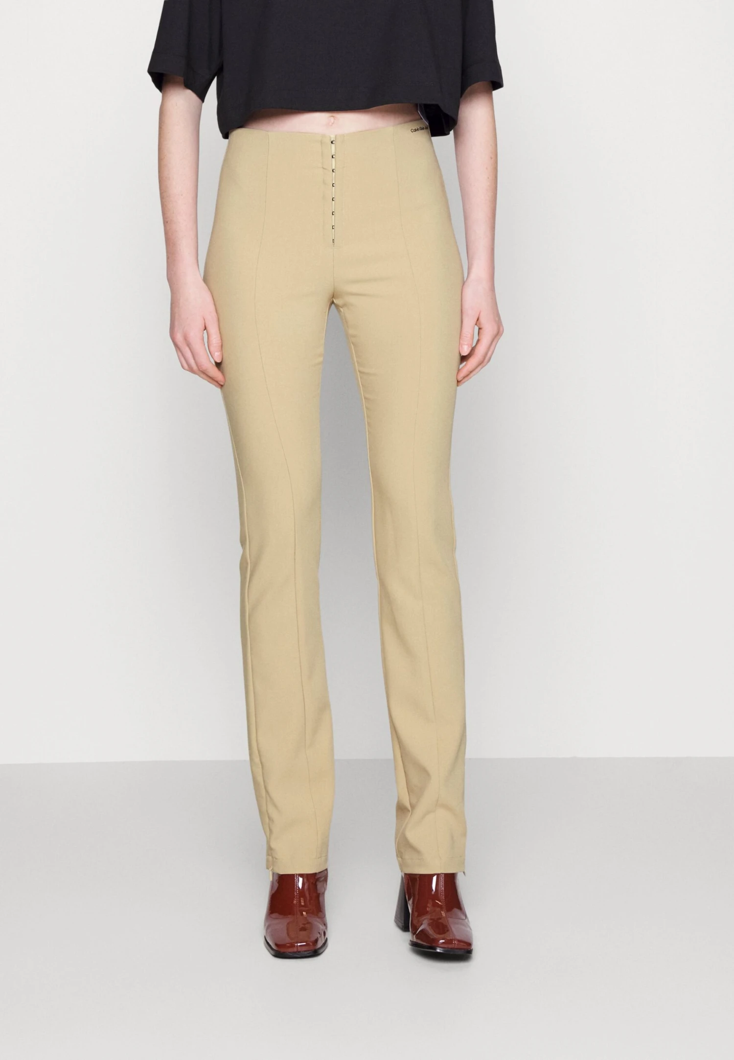 Calvin Klein Jeans Slim Fit High Waist Pants - Broek - Travertine