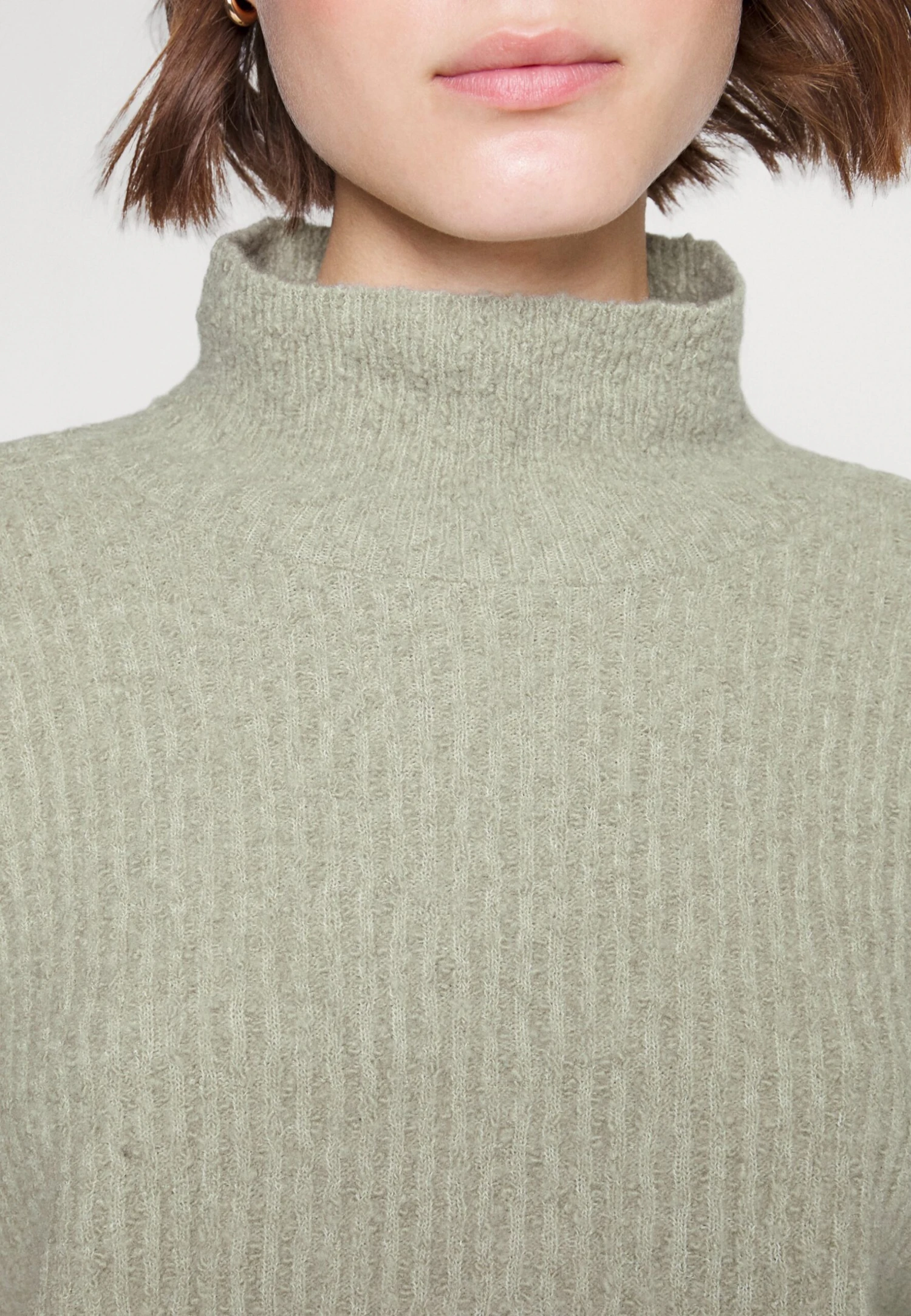 Calvin Klein Textured Slub High Neck Sweater - Trui - Moss Gray - Afbeelding 6