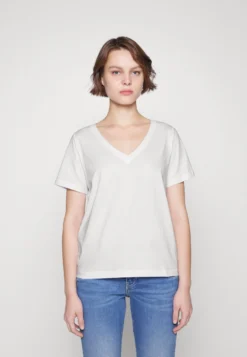 Calvin Klein Smooth V Neck Tee - T-Shirt Basic - Bright White