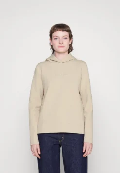 Calvin Klein Embroidery Logo Hoodie - Sweater - White Clay