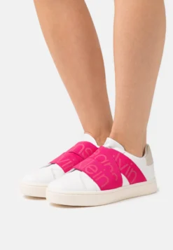 Calvin Klein Jeans Classic Cupsole Elast Webbing - Instappers - White/Raspberry Sorbet