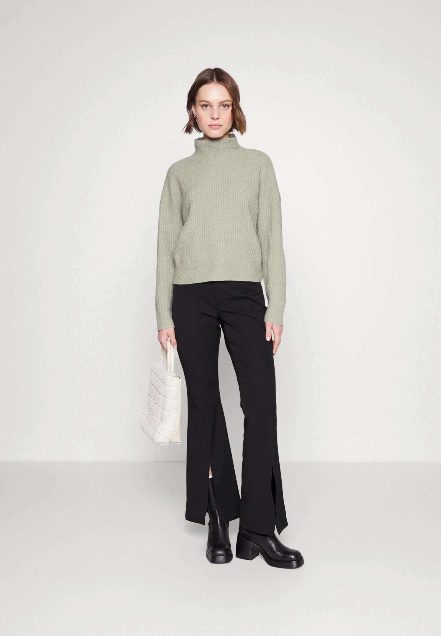 Calvin Klein Textured Slub High Neck Sweater - Trui - Moss Gray - Afbeelding 2