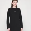 Calvin Klein Micro Logo C Neck Dress - Jurk - Black