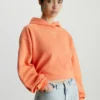 Calvin Klein Jeans Gathered Hem Cropped- Hoodie - Summer Squash Crushed Orange
