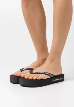 Calvin Klein Jeans Beach Flatform Logo - Teensandalen - Black/Bright White