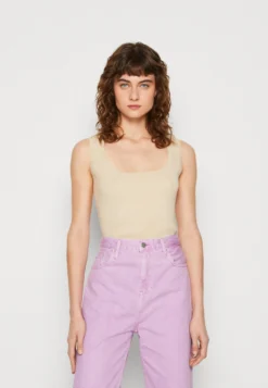 Calvin Klein Square Neck Tank - Top - White Clay