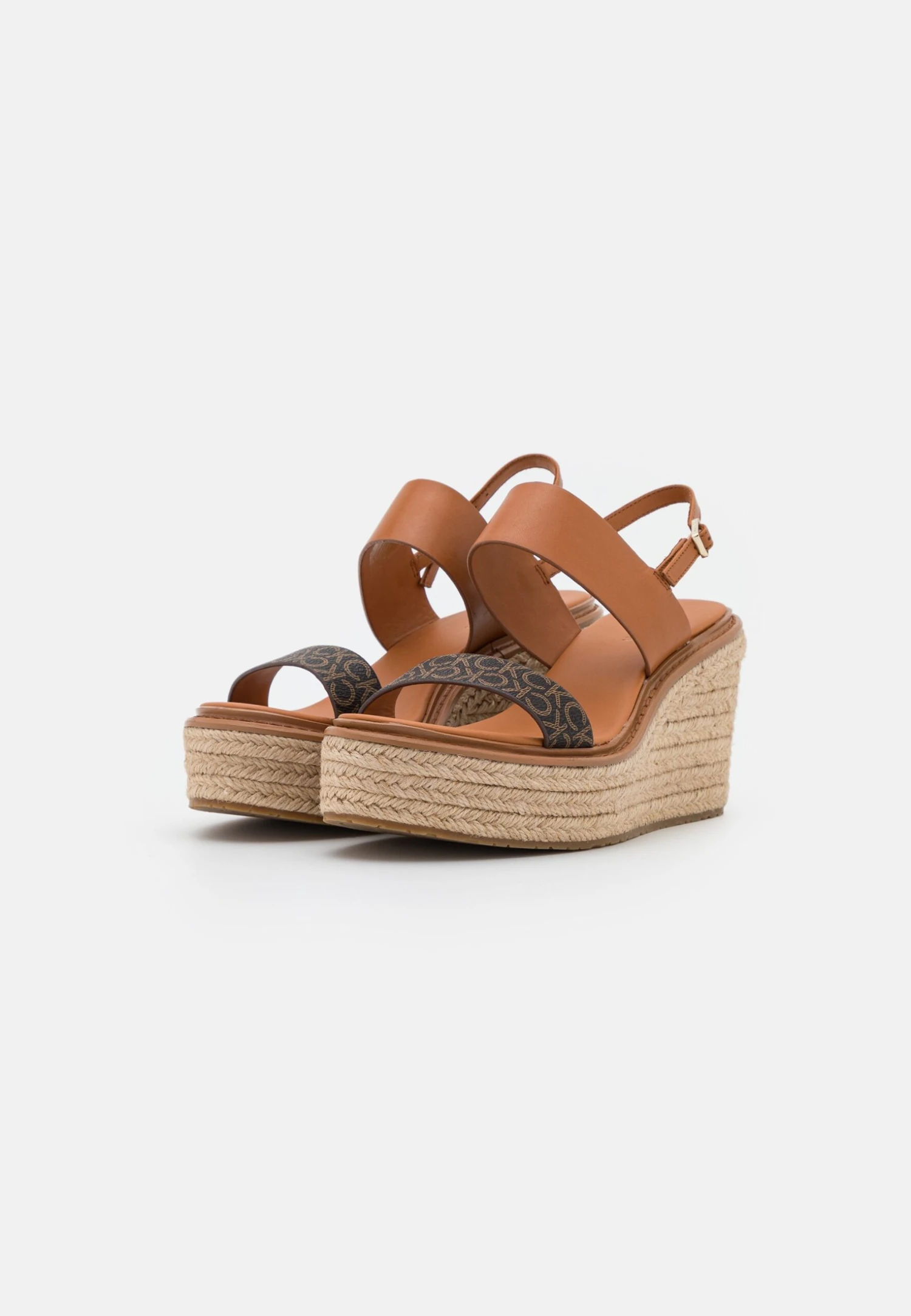 Calvin Klein Wedge Mono Mix - Sandalen Met Plateauzool - Cognac/Brown - Afbeelding 3