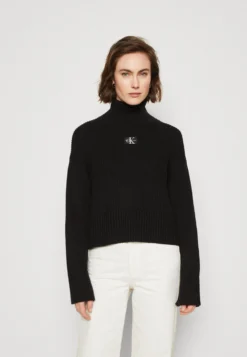 Calvin Klein Jeans Label Chunky Sweater - Trui - Black