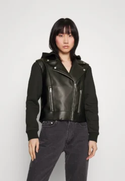 Calvin Klein Jeans Mix Biker - Imitatieleren Jas - Black