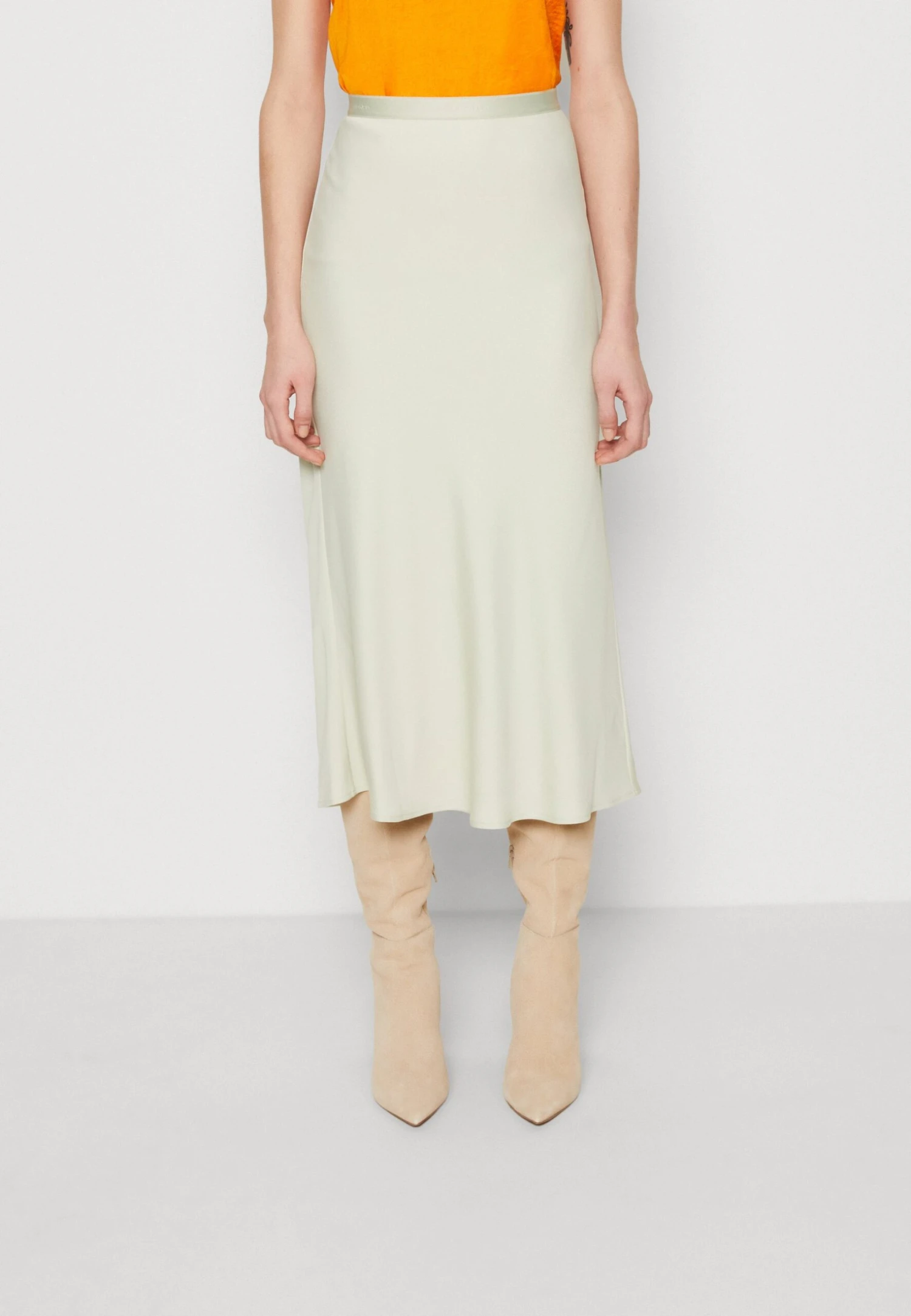 Calvin Klein Bias Cut Midi Skirt - Kokerrok - Vintage Ivory