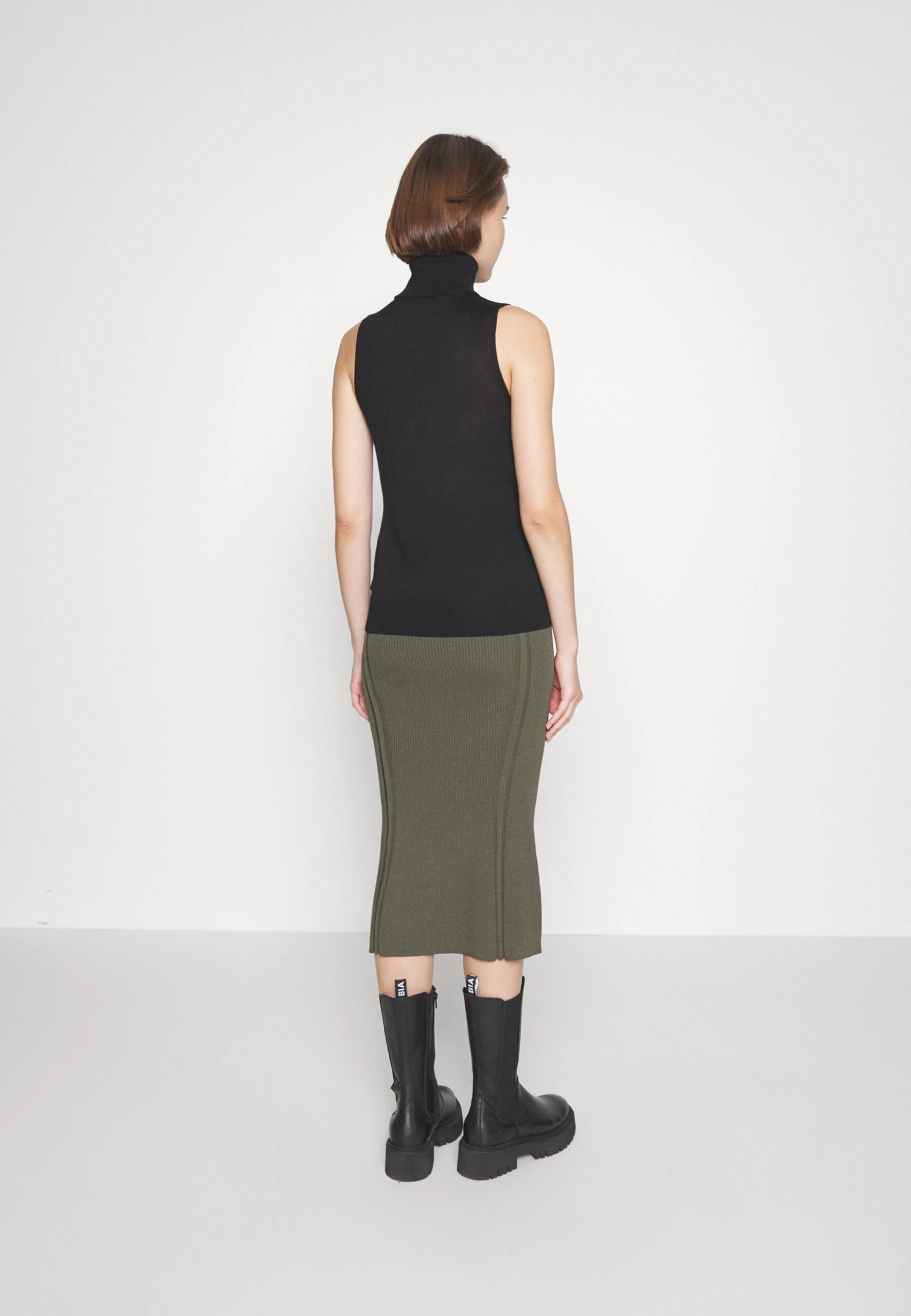 Calvin Klein Iconic Rib Flare Midi Skirt - Kokerrok - Willow Green - Afbeelding 3