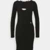 Calvin Klein Jeans Cut Out Long Sleeves Dress - Jurk - Black