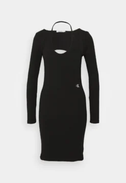 Calvin Klein Jeans Cut Out Long Sleeves Dress - Jurk - Black