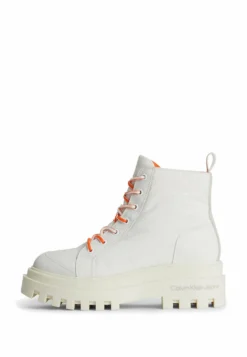 Calvin Klein Recycled- Enkellaarsjes Met Plateauzool - White