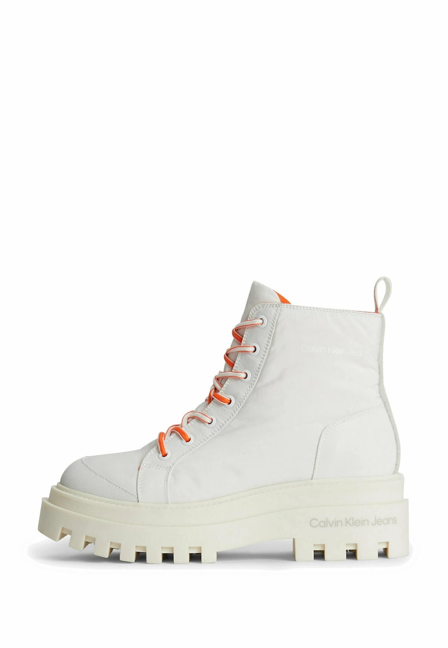 Calvin Klein Recycled- Enkellaarsjes Met Plateauzool - White