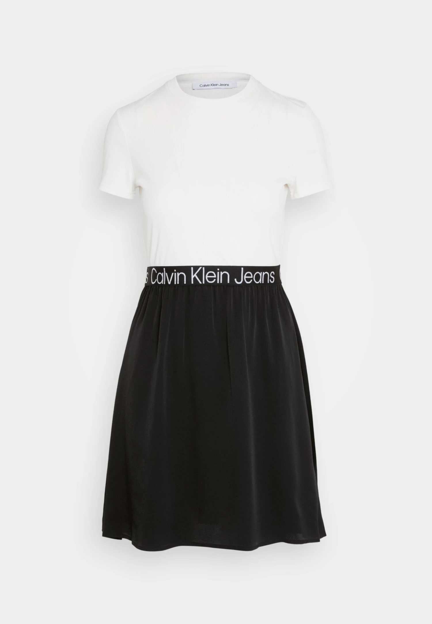 Calvin Klein Jeans Logo Elastic Dress - Jerseyjurk - Ancient White/Black - Afbeelding 5