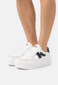 Calvin Klein Jeans Cupsole Flatform Laceup - Sneakers Laag - Bright White/Black/Creamy White