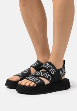 Calvin Klein Jeans Prefersato - Sandalen Met Plateauzool - Black/Reflective Silver