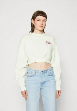 Calvin Klein Jeans Motion Logo Crew Neck - Sweater - Canary Green / Amaranth