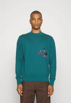 Calvin Klein Jeans Glitched Logo Crew Neck Genderless Unisex - Sweater - Atlantic Deep