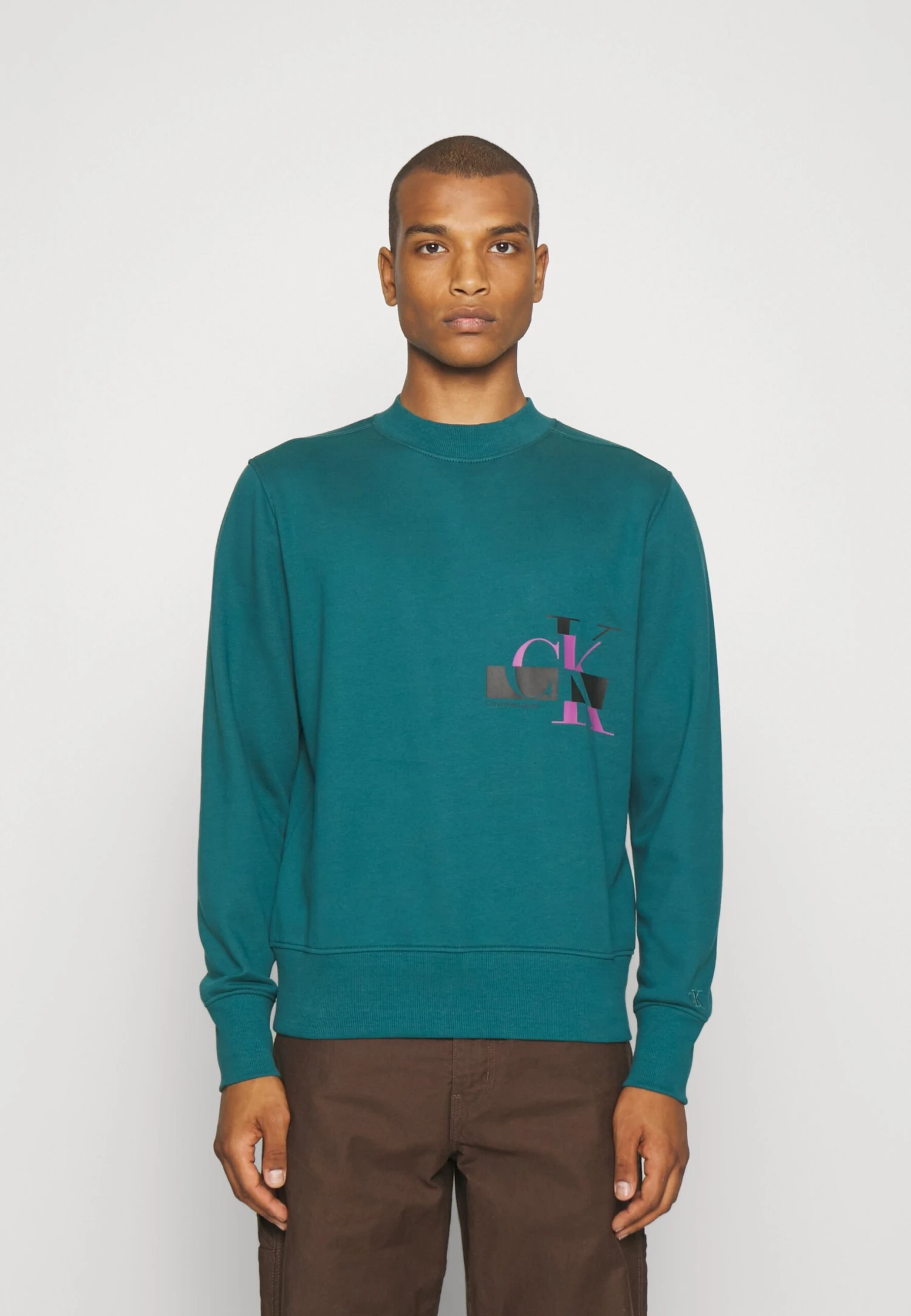 Calvin Klein Jeans Glitched Logo Crew Neck Genderless Unisex - Sweater - Atlantic Deep