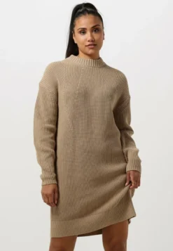 Calvin Klein Washed Chunky- Gebreide Jurk - Camel