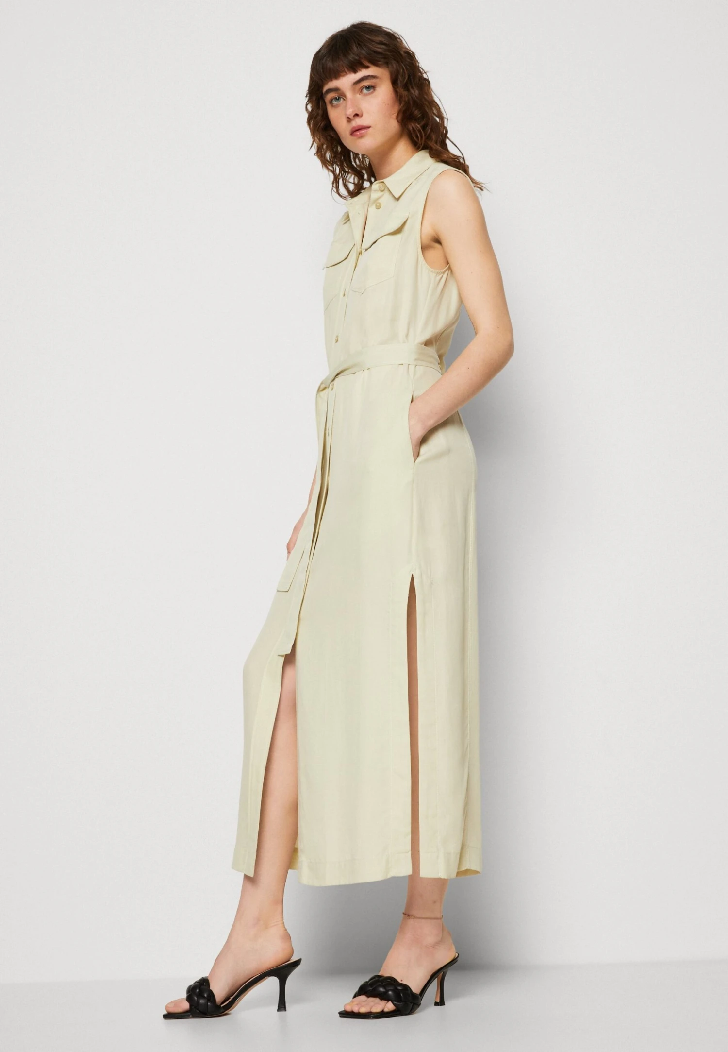 Calvin Klein Sleeveless Shirt Dress - Maxi-Jurk - Vintage Ivory - Afbeelding 4