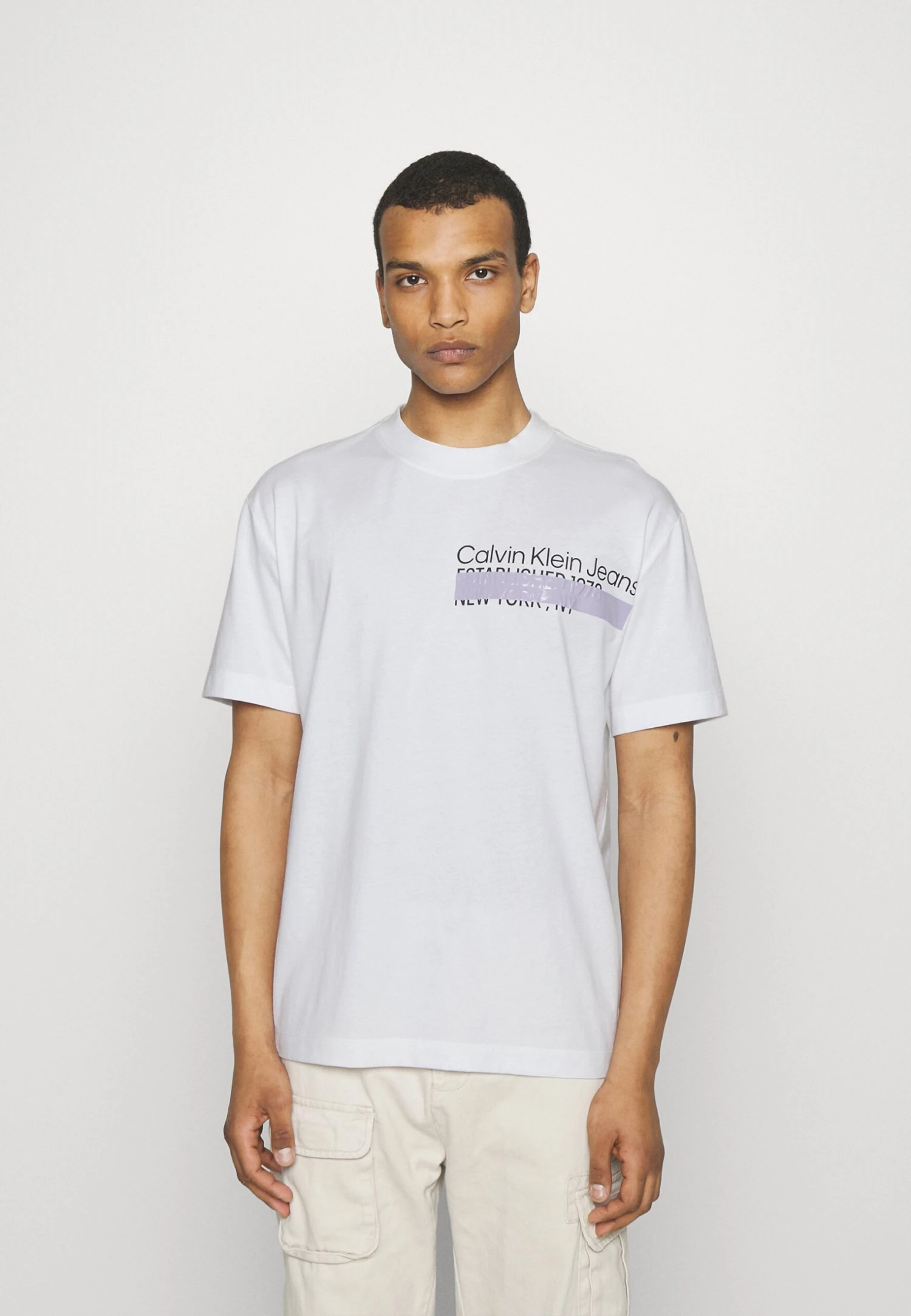 Calvin Klein Jeans Layered Address Tee Unisex - T-Shirt Print - Bright White