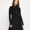 Calvin Klein Jeans Zipper A Line Dress - Jerseyjurk - Black