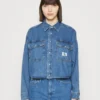 Calvin Klein Jeans Oversized Crop Rounded Hem Shirt - Overhemdblouse - Denim Medium