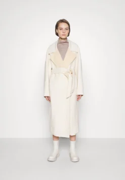 Calvin Klein Double Faced Oversized Wrap Coat - Mantel - Seedpearl/White Clay