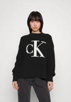 Calvin Klein Jeans Intarsia Loose Sweater - Trui - Black