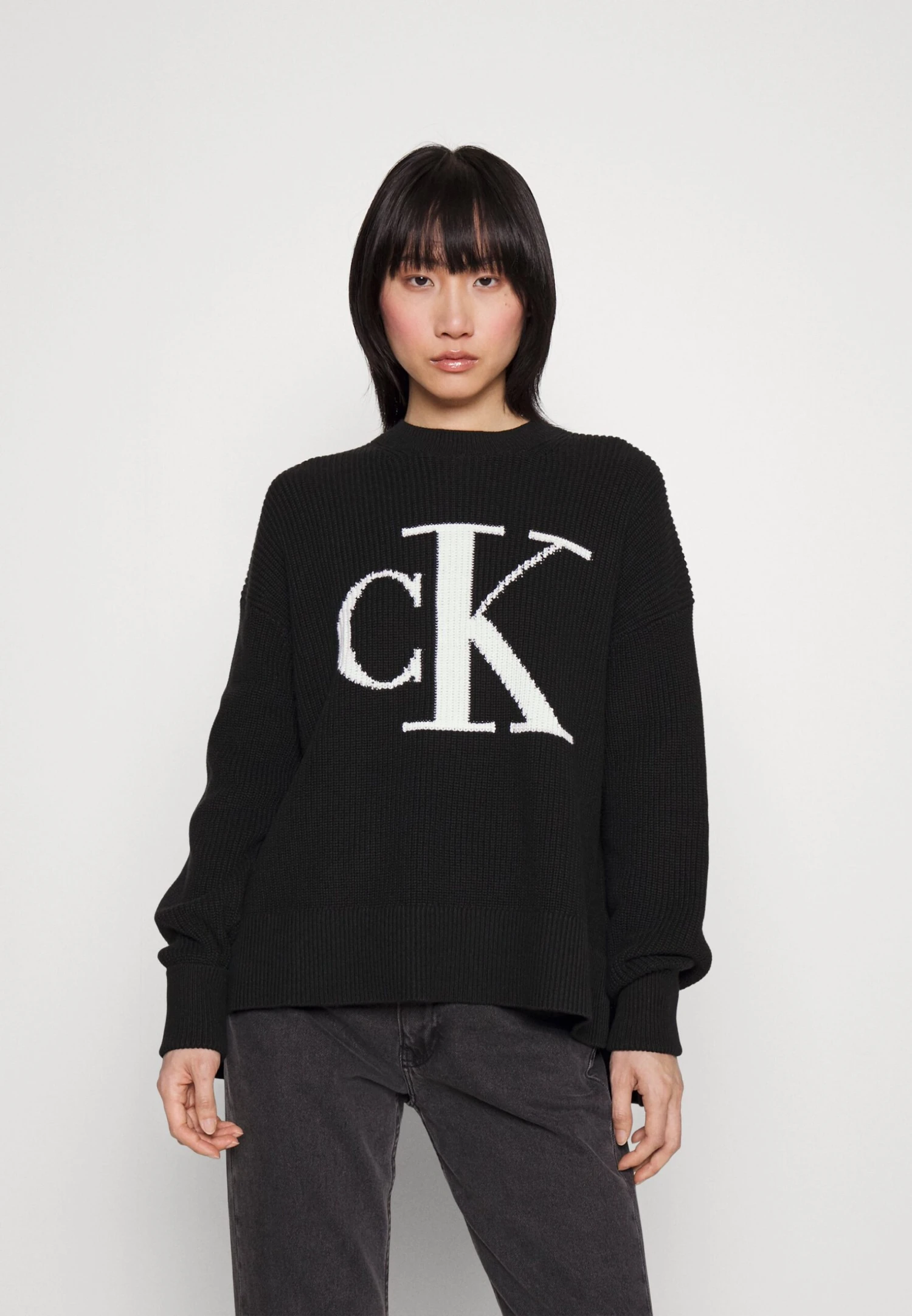 Calvin Klein Jeans Intarsia Loose Sweater - Trui - Black