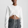 Calvin Klein Jeans Cropped Drawstring - Sweater - Ancient White