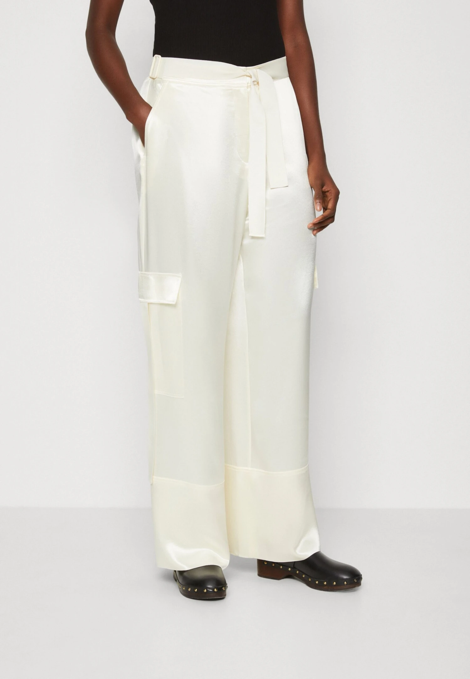 Calvin Klein Naia Shine Wide Leg Pant - Cargobroek - Vanilla Ice