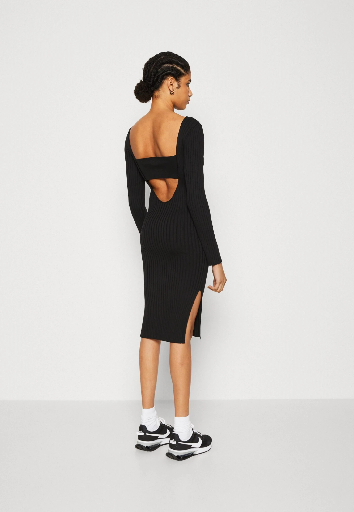 Calvin Klein Iconic Open Back Dress - Gebreide Jurk - Black - Afbeelding 3