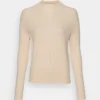 Calvin Klein Mock Neck - Trui - Tuscan Beige